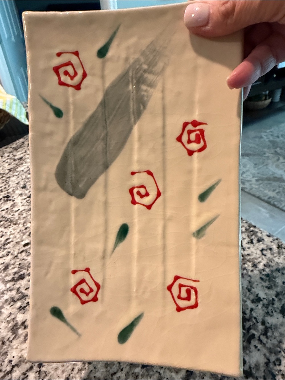 Floral Rectangular Ceramic Plate